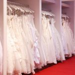 wedding dresses in a bridal shop