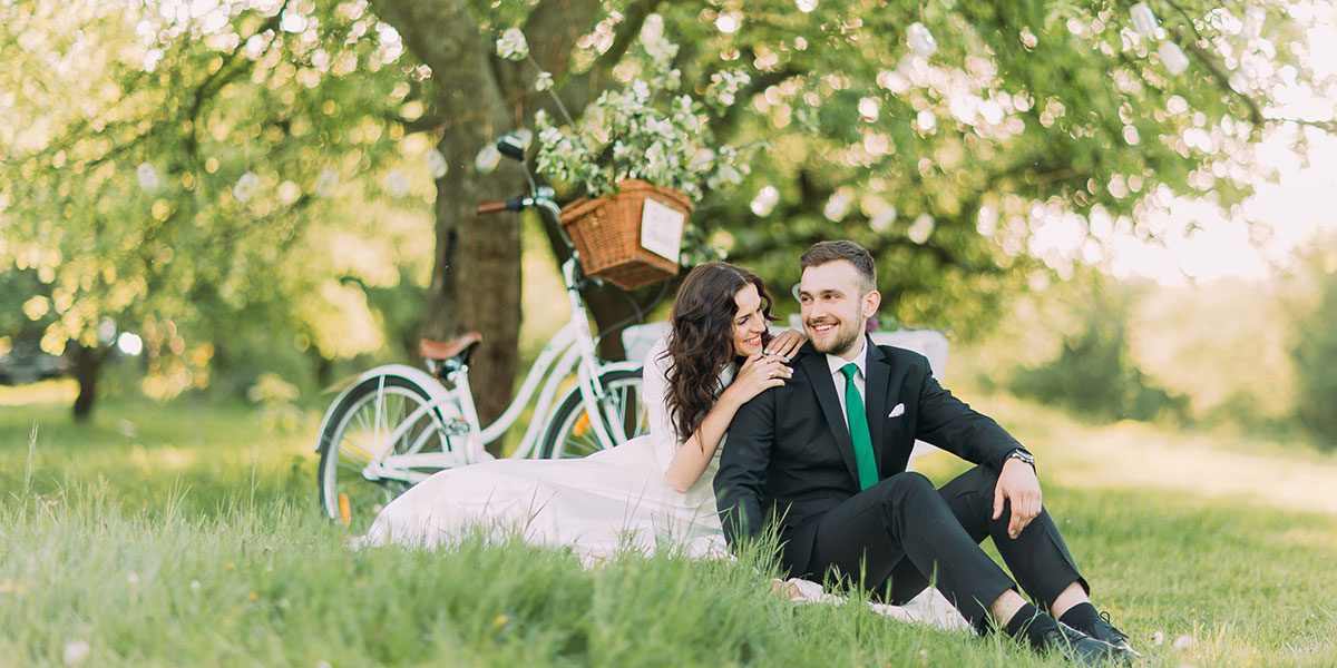 bicycle transportation bride and groom