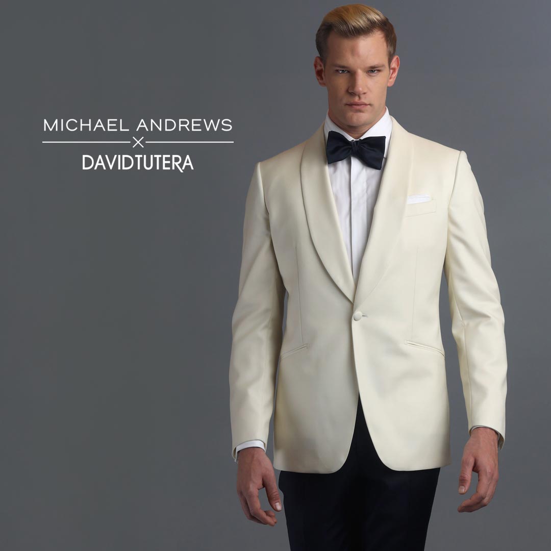 Ivory Shawl Collar One-Button Wool Dinner Jacket