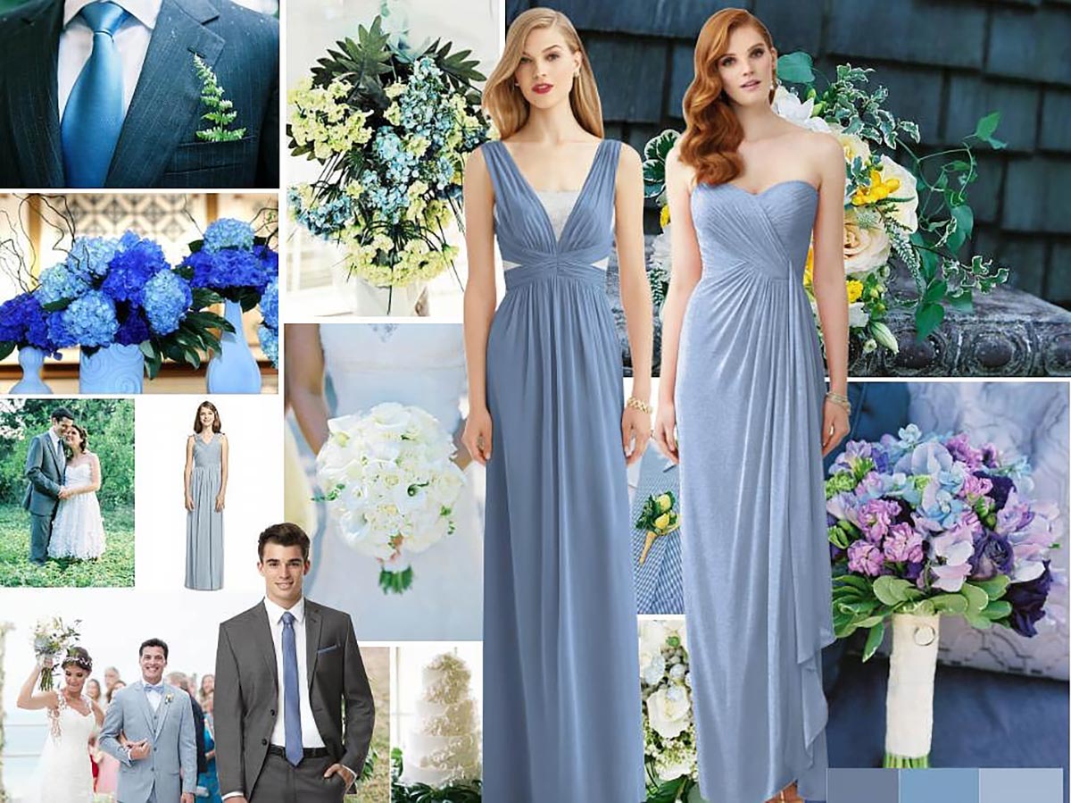 Steel Blue Bridesmaid Dresses