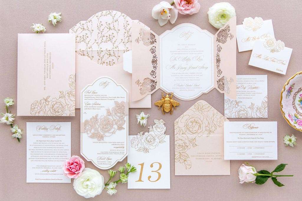 Rose Colored Wedding Invitations